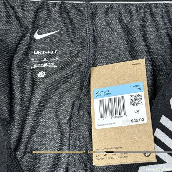 Nike Women's 5" Dri Fit Attack Training Shorts Size Medium Grey Black DA0319 010 - Picture 2 of 5